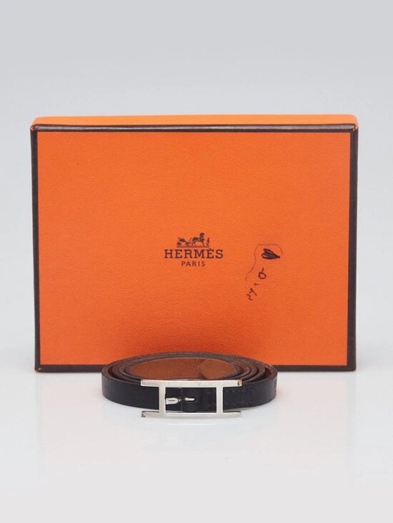 Hermes Black Leather Hapi Triple Tour Wrap Bracelet main image 5